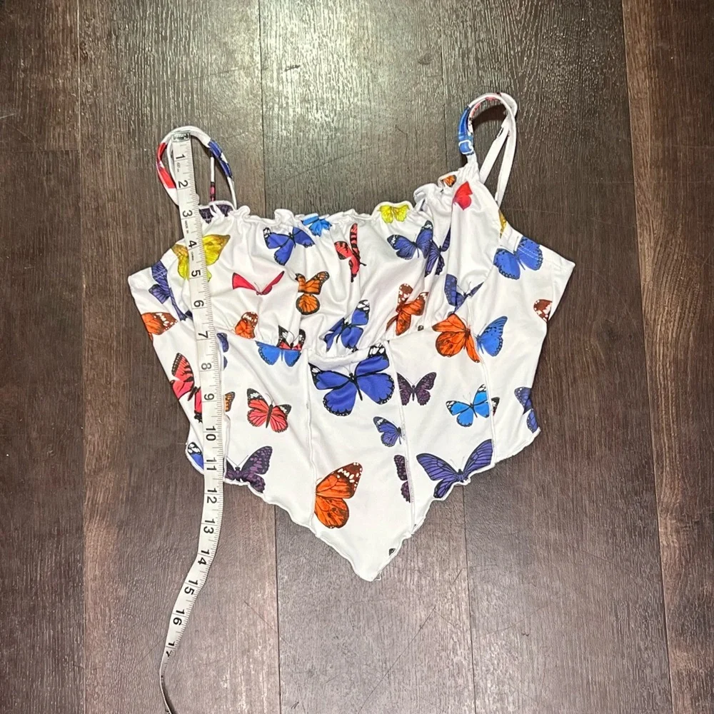 Shein White Butterfly Top - Picture 4 of 5